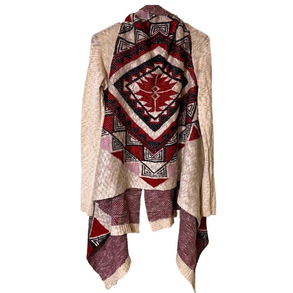 Geometric Patterned Sweater - Red and Cream